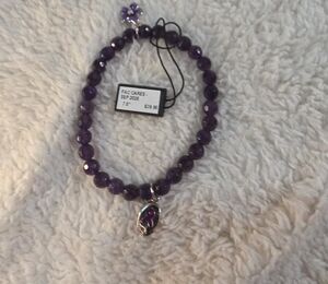Amethyst Beaded Bracelet with Pendant
